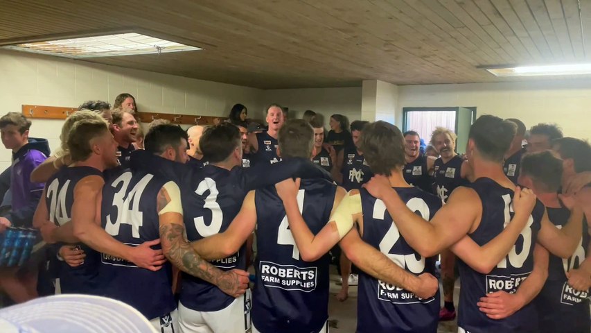 Watch as Nirranda sing the song after a 75-point win against Allansford on Saturday.