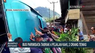 Bus Pariwisata Tabrak 4 Pejalan Kaki di Toba, 2 Orang Tewas