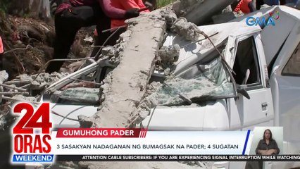 3 sasakyan nadaganan ng bumagsak na pader; 4 sugatan | 24 Oras Weekend