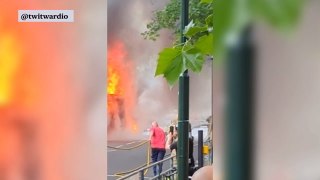 Bus Engulfed In Flames In Twickenham