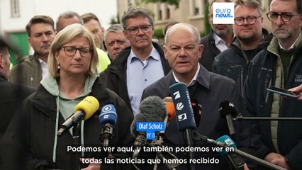 El canciller alemán Scholz visitó a los afectados por las inundaciones, cancelando su agenda europea