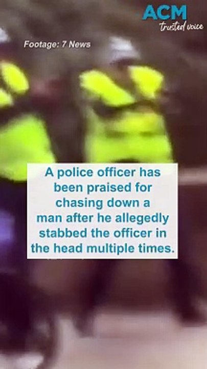 Cop praised for chasing attacker after he stabbed him multiple times in the head
