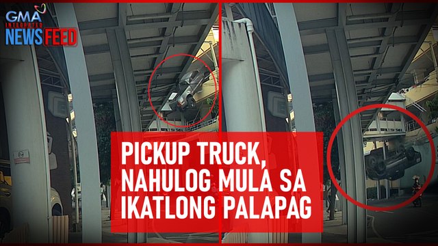 Pickup truck, nahulog mula sa ikatlong palapag | GMA Integrated Newsfeed