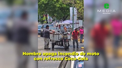 Logran apagar incendio de motocicleta con refresco Coca-Cola
