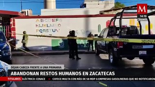 Despliegan operativo tras localizar restos humanos frente a escula de Zacatecas