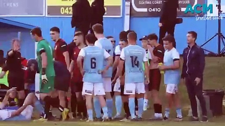 WATCH: There was a tussle on the sideline as Wollongong Olympic and Cringila locked horns in the Illawarra Premier League. Video by Adam McLean