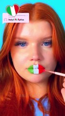 Girl Tasting Italian Flag Lips Stick