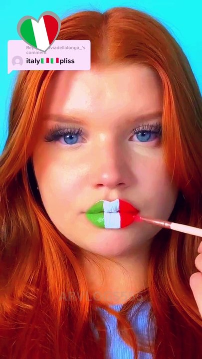 Girl Tasting Italian Flag Lips Stick
