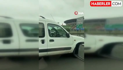 TEM Otoyolu'nda akıl almaz görüntü kamerada: Direksiyon başında 'zurna' çaldı