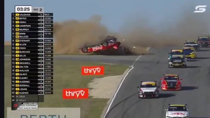 Dunlop Series 2024 Perth Race 2 Mcleod Huge Crash Rolls