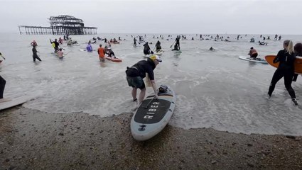 Protests against sewage pollution held at beaches, rivers and lakes across UK