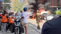 Incendio in via Rubens a Milano: automobile picchia contro una pietra del pav? e prende fuoco
