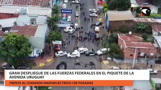 Gran despliegue de las Fuerzas Federales en el piquete de la avenida Uruguay de Posadas