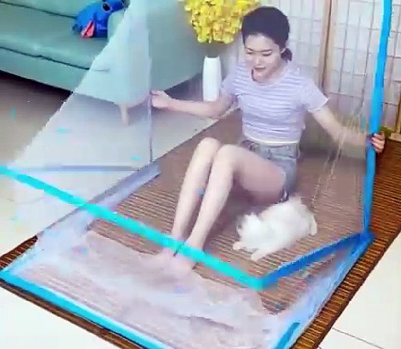 Pretty girl sleeping / pretty girl sleeping and protecting herself from mosquitoes 