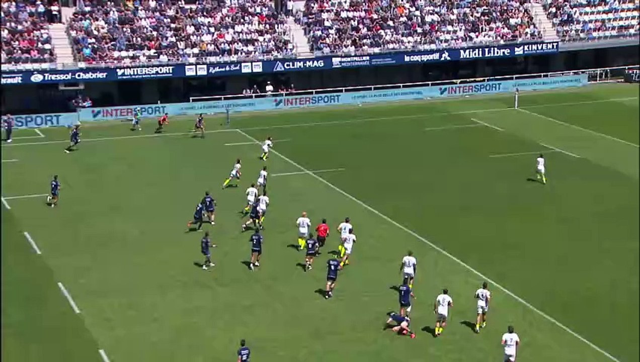 TOP 14 - Essai de George BRIDGE (MHR) - Montpellier Hérault Rugby - Stade Toulousain