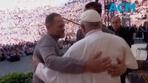 Pope Francis calls for peace embracing victims of Israel-Hamas war