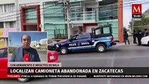 Tras operativos de seguridad hallan una camioneta con armas e impactos de bala en Zacatecas