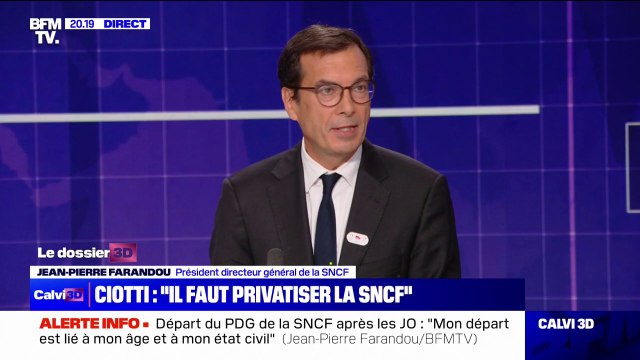 Jean-Pierre Farandou, PDG de la SNCF, en réponse à Éric Ciotti: Privatiser la SNCF ? Je n'ai qu'un mot à M. Ciotti: Bon courage