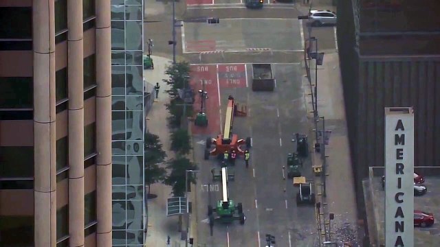 Downtown Houston storm damage cleanup continues