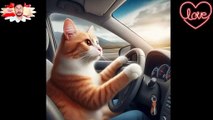 Driving Kitten Car  #cat #kitten #cute #trending #catlover#cutecat #shorts #cats #aicat