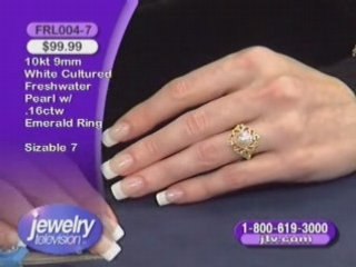 FRL004- 10kt Pearl and Emerald Ring