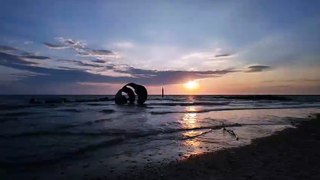 Sunset timelapse over Marys Shell at Cleveleys beach