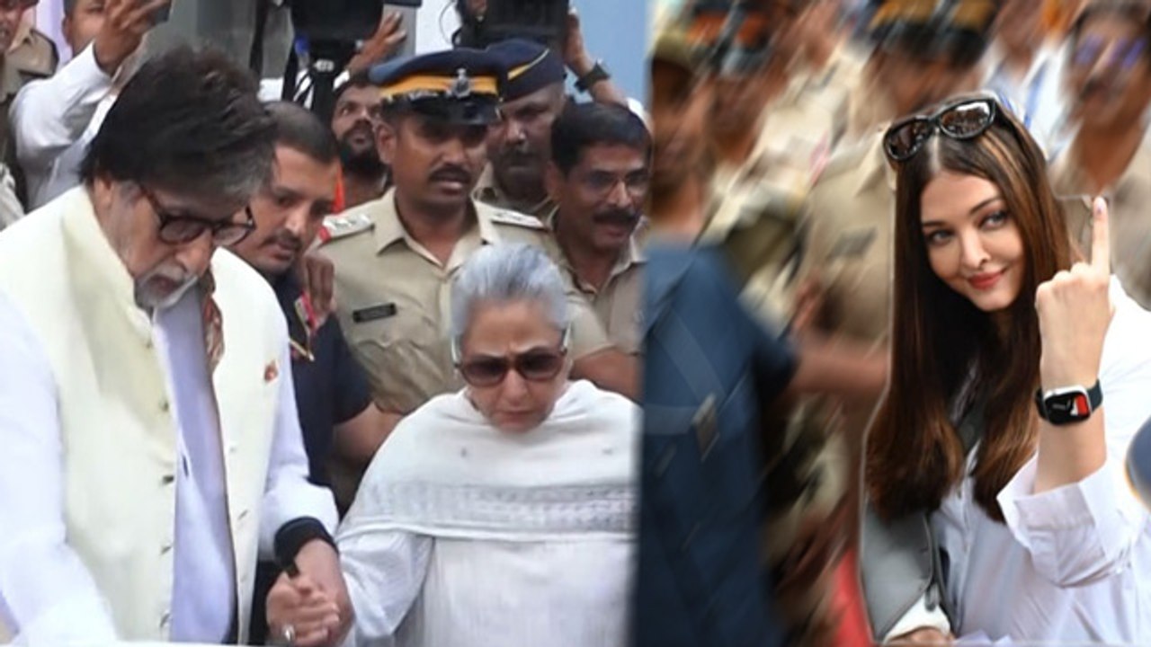 Aishwarya Rai With Fractured Hand Vote Cast,Amitabh Jaya Bachchan Reach Separately, Abhishek Absent