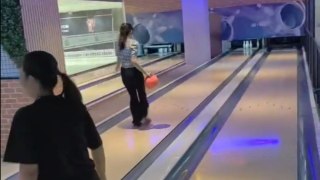 Bowling noob scores a perfect strike... of UTTER EMBARRASSMENT