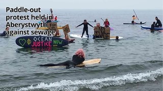 Protest against sewage pollution held on Aberystwyth beach