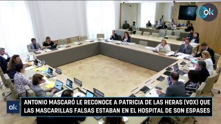 Antonio Mascaró le reconoce a Patricia de las Heras (Vox) que las mascarillas falsas estaban en el Hospital de Son Espases