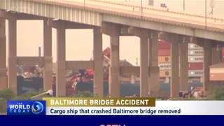 Cargo ship that crashed into the Baltimore bridge is being removed