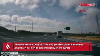 Kuzey Marmara Otoyolu'nda yaşanan kaza kameraya yansıd