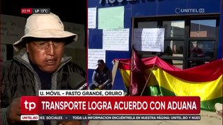 Transporte Pesado y Aduana llegan a un acuerdo y anuncian que se levantará el bloqueo en la carretera La Paz - Oruro