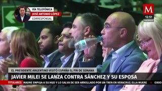 Javier Milei asiste a evento en España y llama corrupta a la esposa de Pedro Sánchez