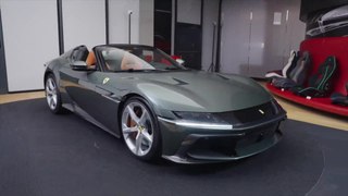 The all-new Ferrari 12Cilindri Spider Design in Verde Toscana in Studio