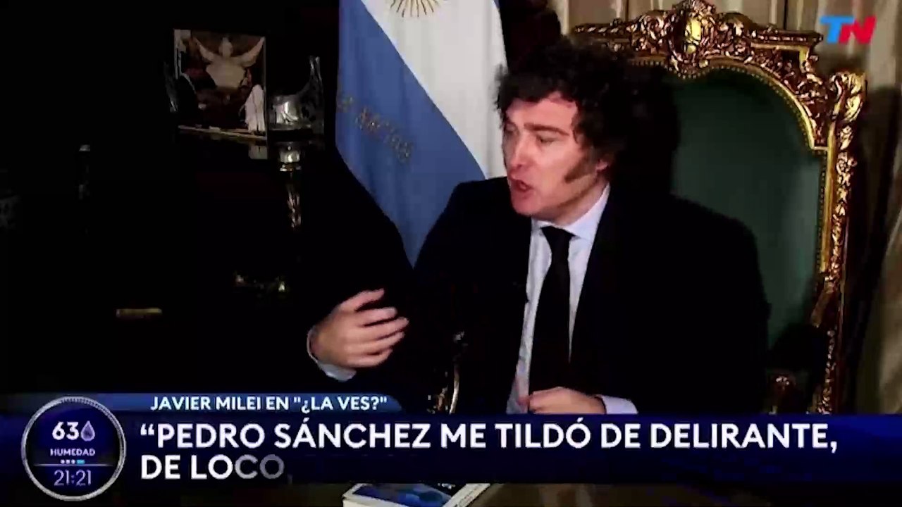 Milei insiste en no pedir disculpas a Sánchez: "Yo fui el agredido. A Sánchez no le quedó otra que sumarse él a pegarme"