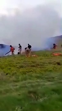 Fire crews tackle moorland fire at Marsden Moor in Yorkshire
