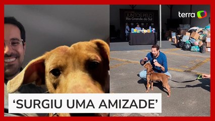 Apresentador do SBT adota cachorro que abraçou sua perna no Rio Grande do Sul