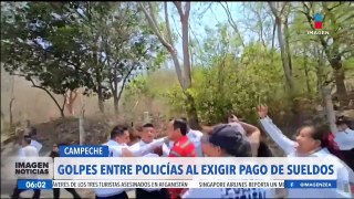 Policías de Campeche protagonizan trifulca; exigen el pago de sueldos