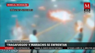 Tragafuegos provoca heridos en Morelia en disputa con Mariachis