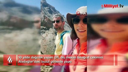 Niğdeli dağcı çift, fotoğraf çekimi için gelinlik ve damatlıkla 14 kilometre tırmandı