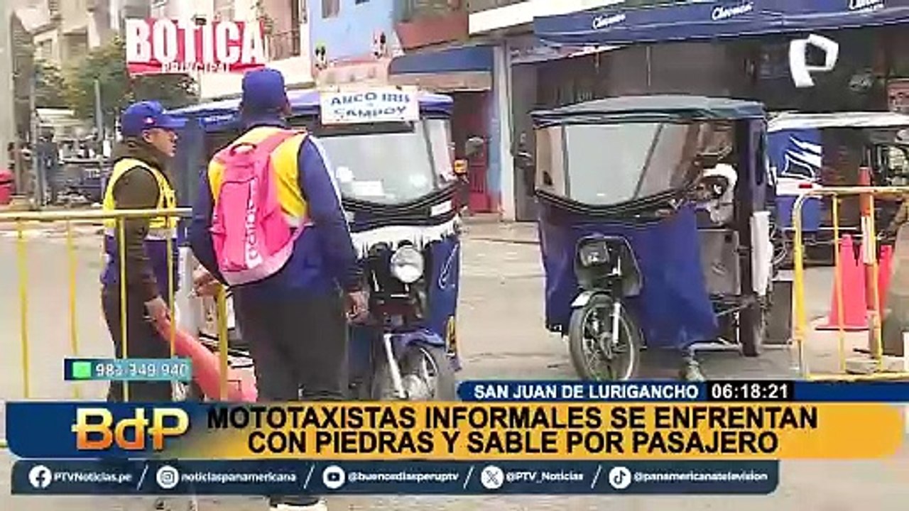 ¡De terror! Dos mototaxistas se agarran a golpes por disputa de pasajeros en SJL