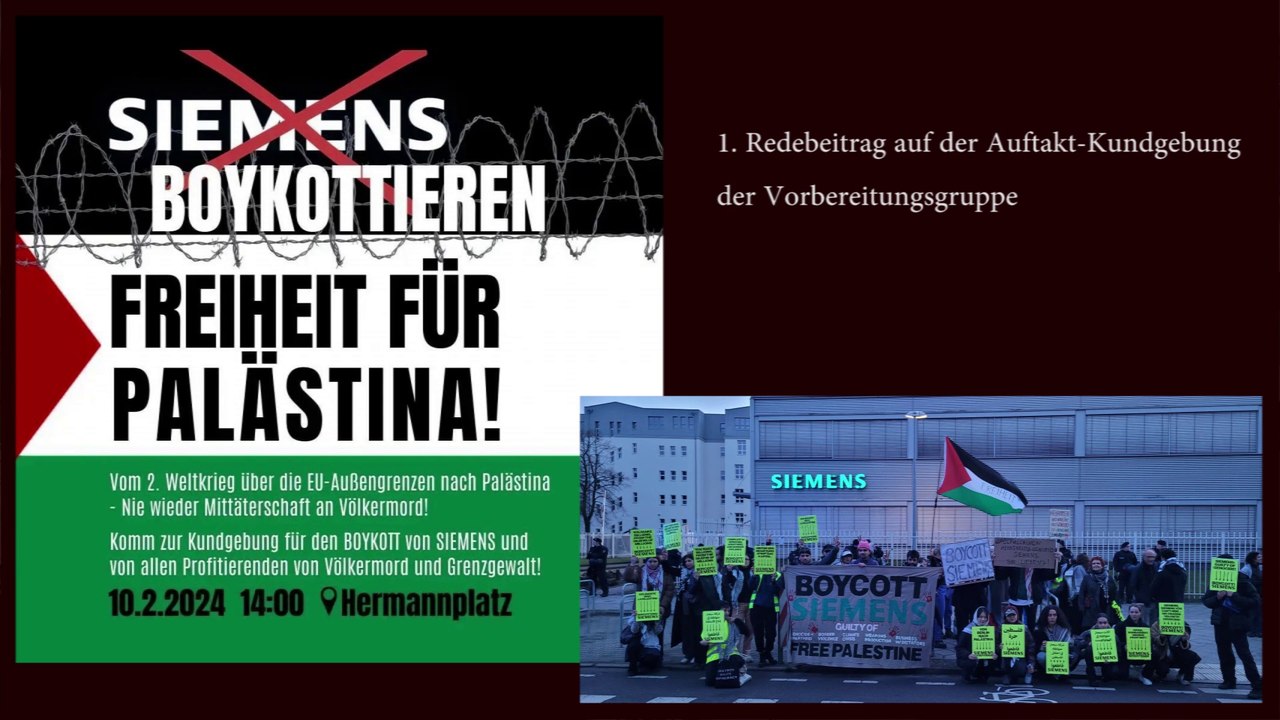 01 Redebeitrag der Vorbereitungsgruppe - SIEMENS boykottieren – Freiheit für Palästina!