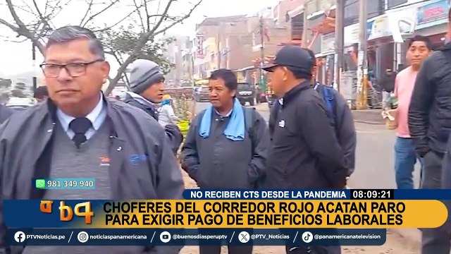 Paro del Corredor Rojo: choferes exigen pago de beneficios laborales desde el 2021