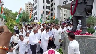 Gujarat Congress leaders pay tribute former PM Rajiv Gandhi at GPCC office Ahmedabad on 33rd death anniversary