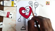 Walking Heart Coloring Page For Toddlers | Child Art | Draw Walking Heart