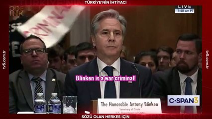 Blinken'a Senato'da Gazze protestosu: 40 Bin Filistinlinin kanı senin ellerinde!