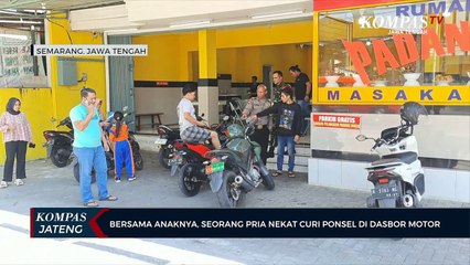 Bersama Anaknya, Seorang Pria Nekat Curi Ponsel di Dasbor Motor