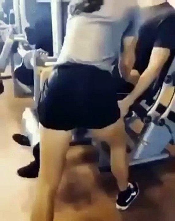 female workout prank