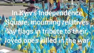 Kyiv flag memorial  pays tribute to fallen soldiers in Ukraine